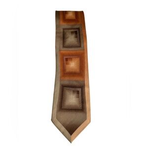 Piattelli Geometric Tie in Brown and Orange
